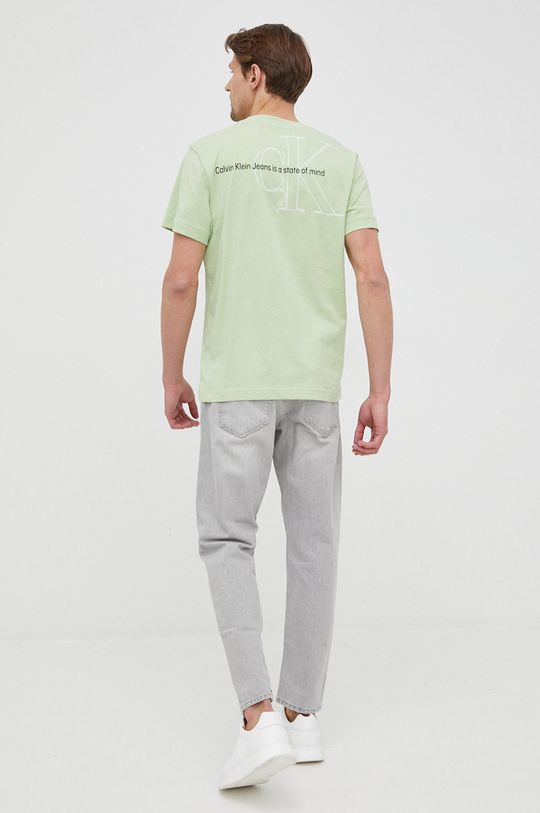 jasny zielony Calvin Klein Jeans t-shirt bawełniany Męski