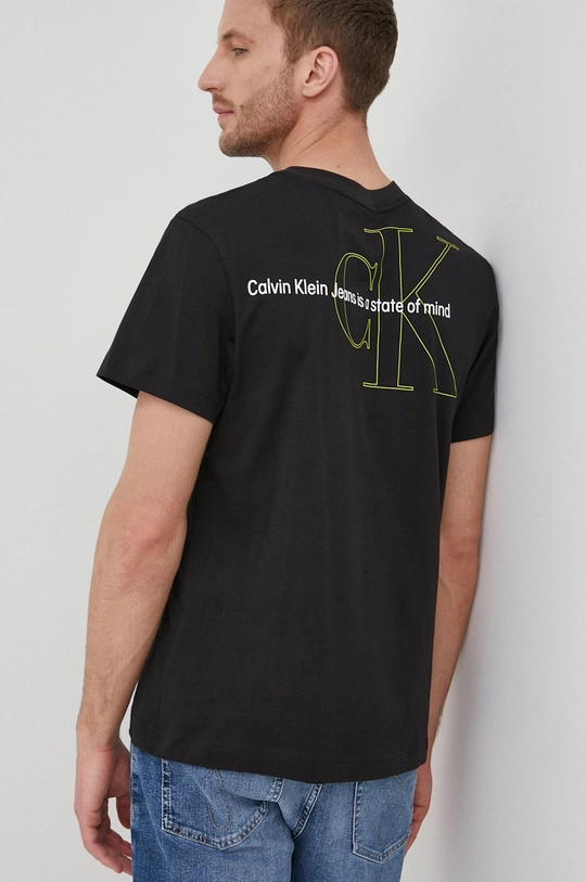 czarny Calvin Klein Jeans t-shirt bawełniany J30J320193.PPYY Męski