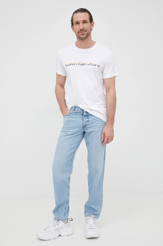 Calvin Klein Jeans t-shirt bawełniany J30J320194.PPYY biały