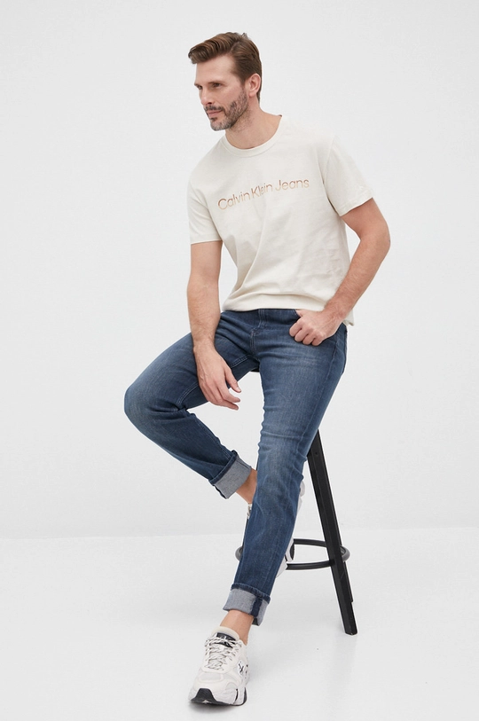 Calvin Klein Jeans t-shirt bawełniany J30J320194.PPYY beżowy