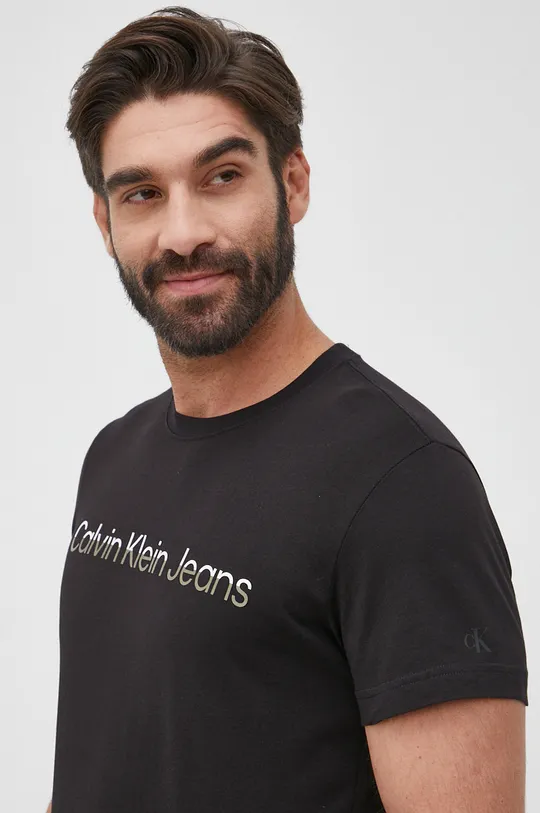czarny Calvin Klein Jeans t-shirt bawełniany J30J320194.PPYY
