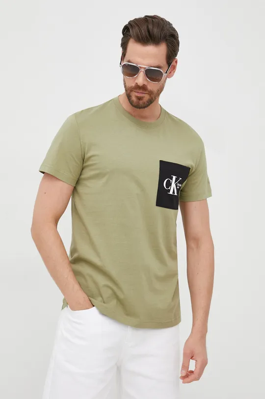 zelena Pamučna majica Calvin Klein Jeans Muški