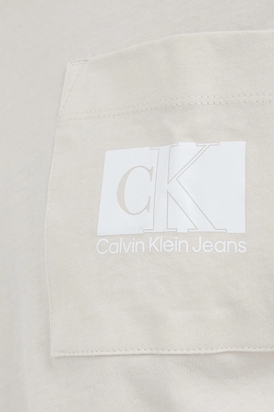 μπεζ Βαμβακερό μπλουζάκι Calvin Klein Jeans