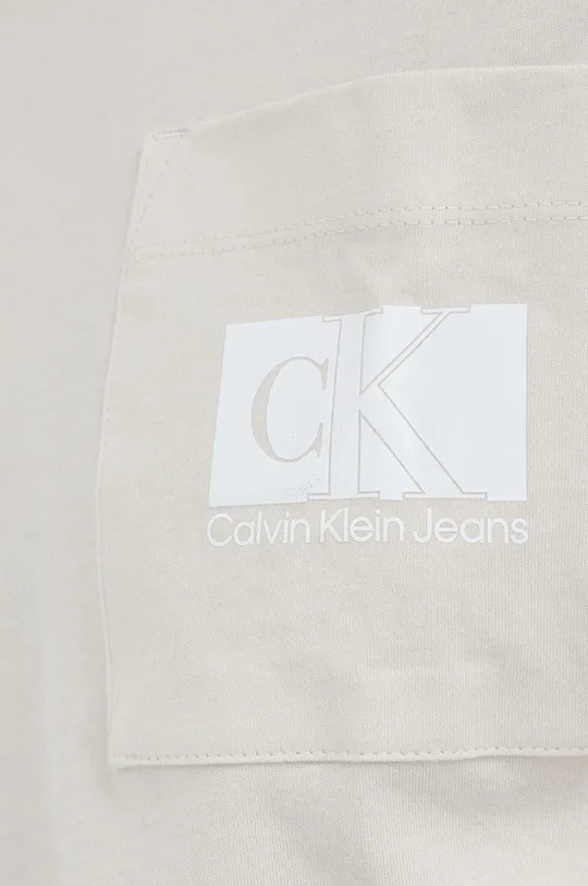 бежевый Хлопковая футболка Calvin Klein Jeans