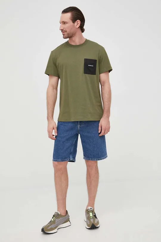 зелёный Хлопковая футболка Calvin Klein Jeans Мужской