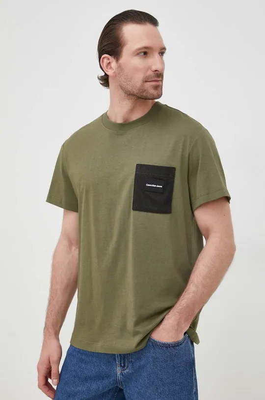 Бавовняна футболка Calvin Klein Jeans зелений