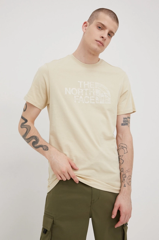 beżowy The North Face t-shirt bawełniany Męski