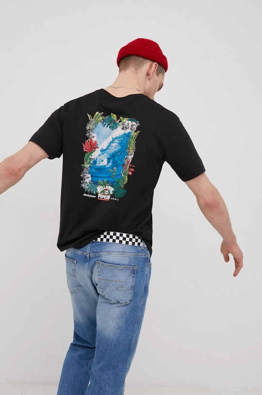 črna Bombažen t-shirt Billabong Moški