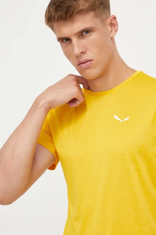 żółty Salewa t-shirt sportowy Puez Melange Dry Męski