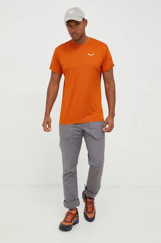Αθλητικό μπλουζάκι Salewa πορτοκαλί