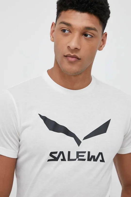 beżowy Salewa t-shirt sportowy Solidlogo Dry Męski