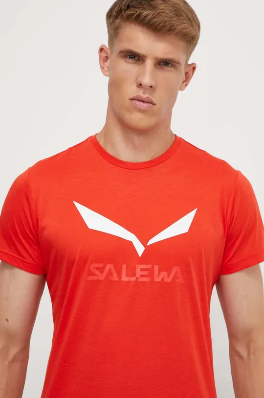 czerwony Salewa t-shirt sportowy Solidlogo Dry