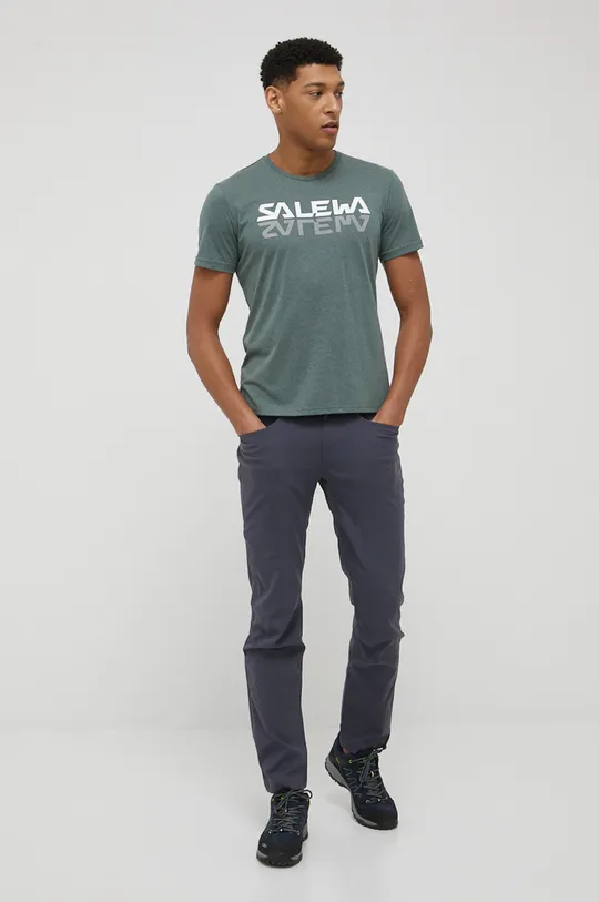 Αθλητικό μπλουζάκι Salewa Reflection πράσινο