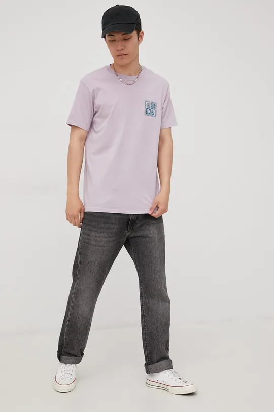 Бавовняна футболка Billabong фіолетовий