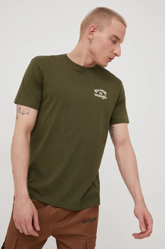 πράσινο Βαμβακερό μπλουζάκι Billabong Billabong X Wrangler Ανδρικά
