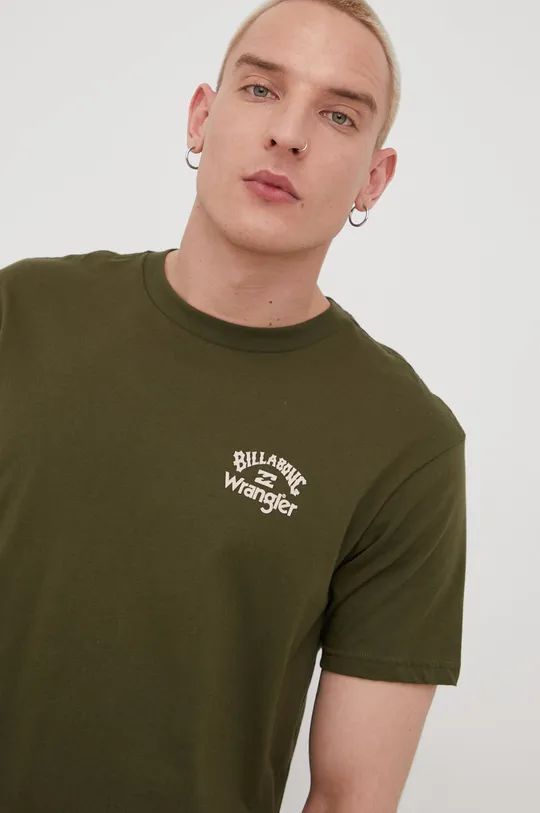 zielony Billabong t-shirt bawełniany Billabong x Wrangler