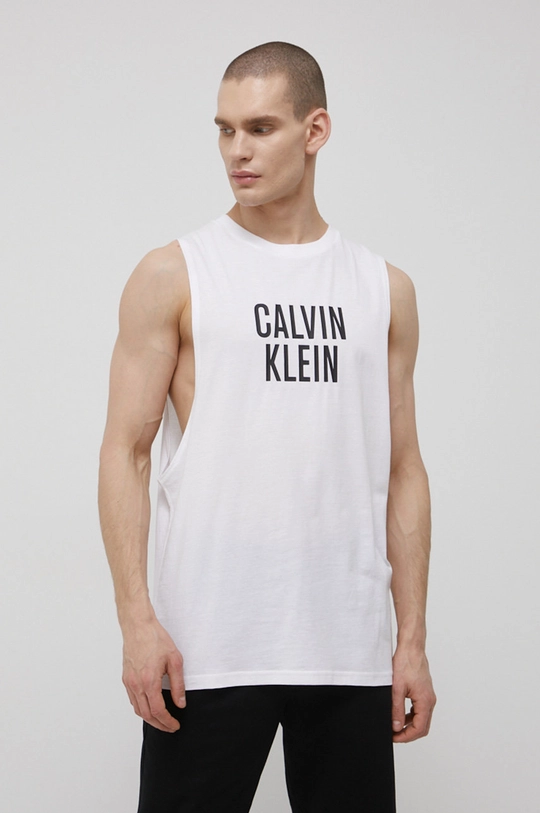 λευκό Βαμβακερό μπλουζάκι Calvin Klein Ανδρικά