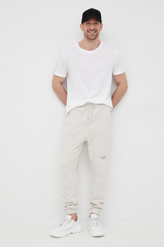 Bavlněné tričko Calvin Klein bílá