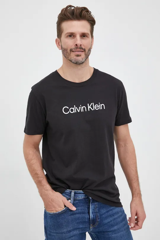 čierna Bavlnené tričko Calvin Klein Pánsky