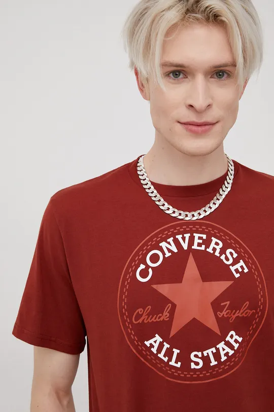 καφέ Βαμβακερό μπλουζάκι Converse Ανδρικά