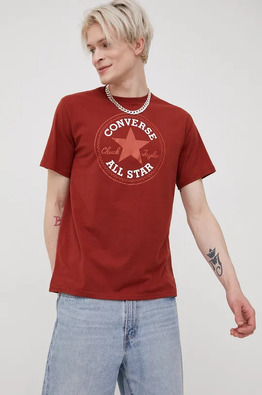 καφέ Βαμβακερό μπλουζάκι Converse