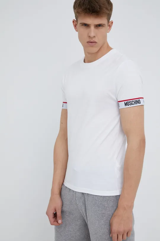 biela Bavlnené tričko Moschino Underwear Pánsky