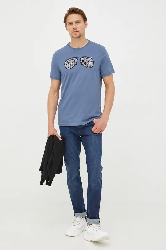 Bavlnené tričko Michael Kors modrá