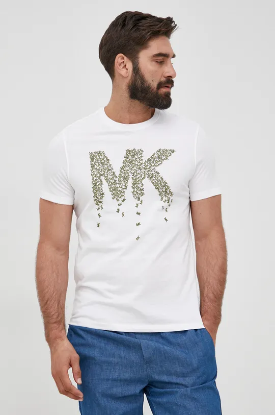 biela Bavlnené tričko Michael Kors Pánsky