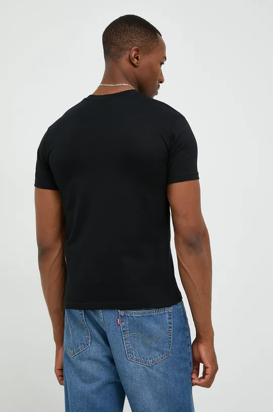 Βαμβακερό μπλουζάκι Fila μαύρο