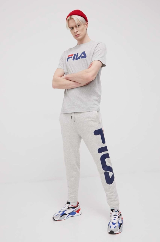 Хлопковая футболка Fila серый