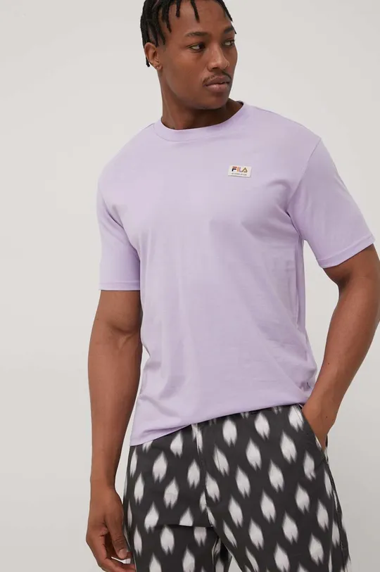 Bavlnené tričko Fila fialová