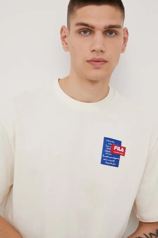 kremowy Fila t-shirt bawełniany