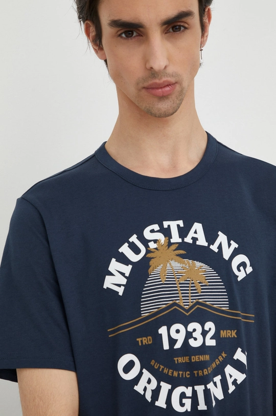 granatowy Mustang t-shirt bawełniany