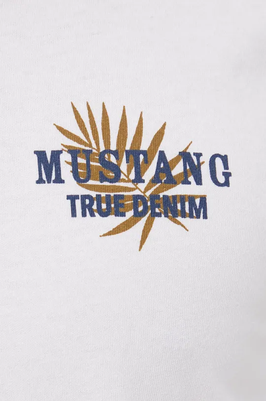 λευκό Βαμβακερό μπλουζάκι Mustang