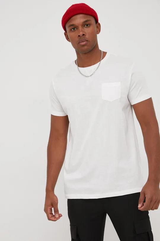 Βαμβακερό μπλουζάκι Brave Soul λευκό
