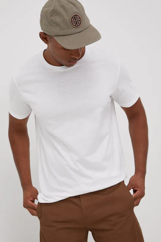 λευκό Βαμβακερό μπλουζάκι Brave Soul Ανδρικά