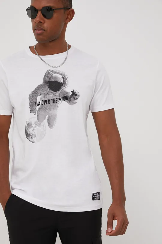 λευκό Βαμβακερό μπλουζάκι Brave Soul