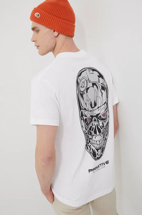 bela Bombažen t-shirt Primitive X Terminator Moški