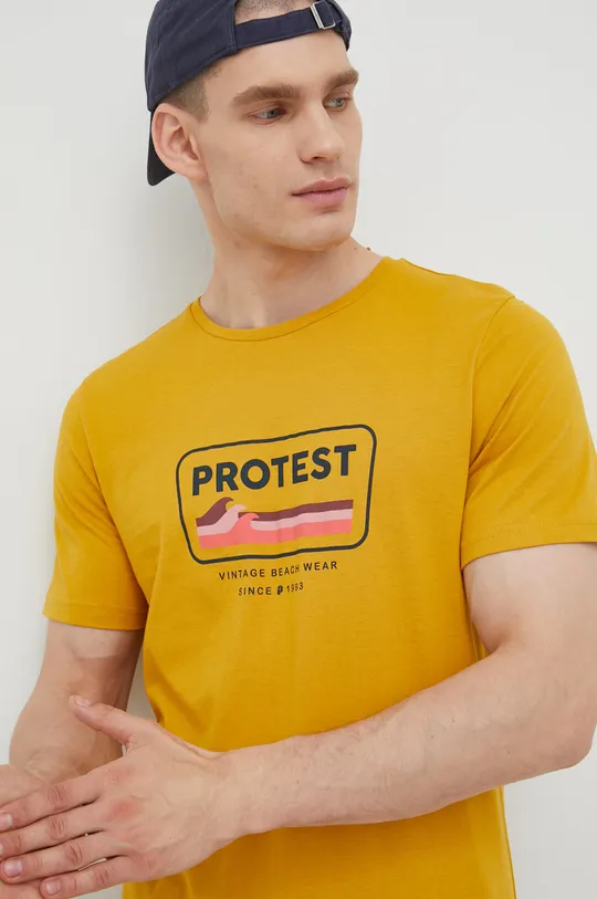 κίτρινο Βαμβακερό μπλουζάκι Protest