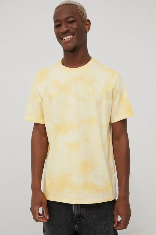 κίτρινο Βαμβακερό μπλουζάκι Converse Ανδρικά