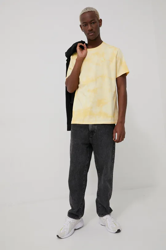 Βαμβακερό μπλουζάκι Converse κίτρινο