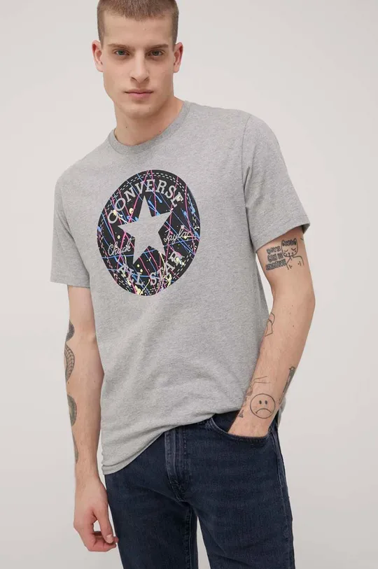 γκρί Βαμβακερό μπλουζάκι Converse Ανδρικά