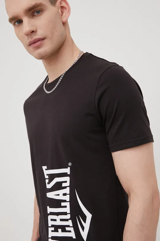 μαύρο Βαμβακερό μπλουζάκι Everlast Ανδρικά