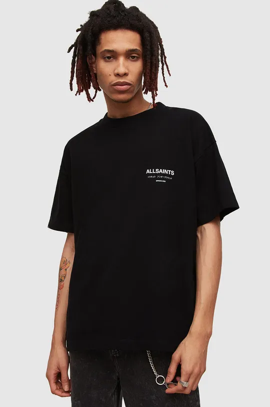 μαύρο Βαμβακερό μπλουζάκι AllSaints Ανδρικά