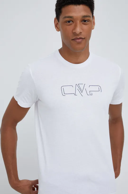 λευκό Βαμβακερό μπλουζάκι CMP Ανδρικά