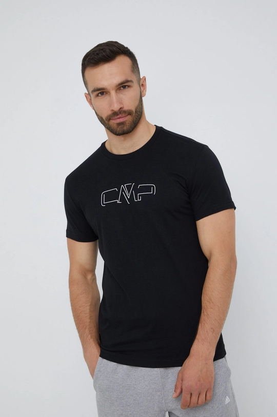 czarny CMP t-shirt bawełniany Męski