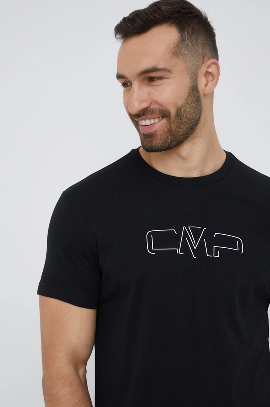 czarny CMP t-shirt bawełniany