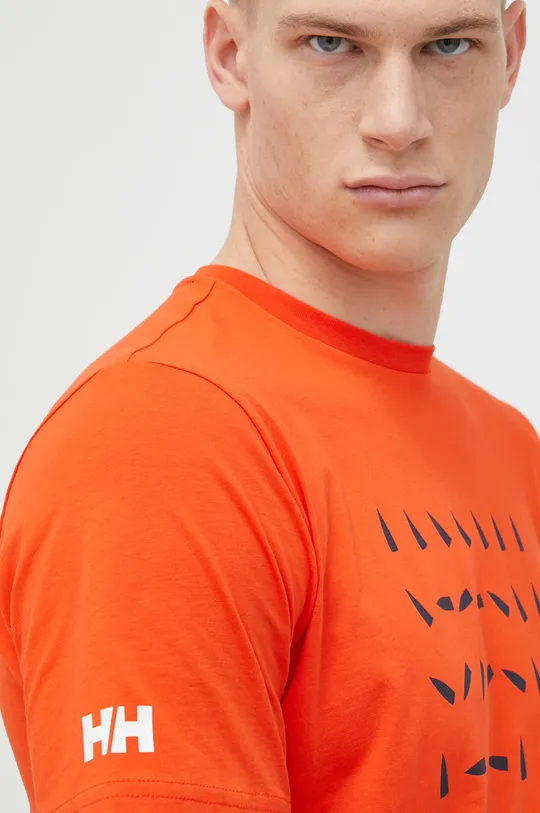 πορτοκαλί Βαμβακερό μπλουζάκι Helly Hansen Ανδρικά