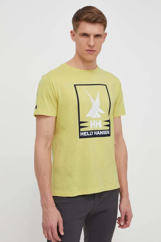 rumena Bombažna kratka majica Helly Hansen Moški