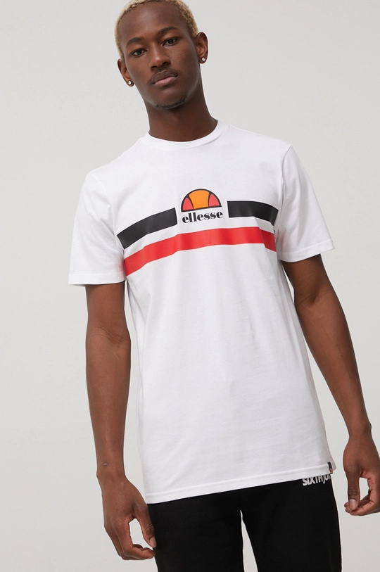 biały Ellesse t-shirt bawełniany Męski